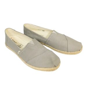TOMS Grey Canvas Espadrilles Flat Slip On Shoes 8.5